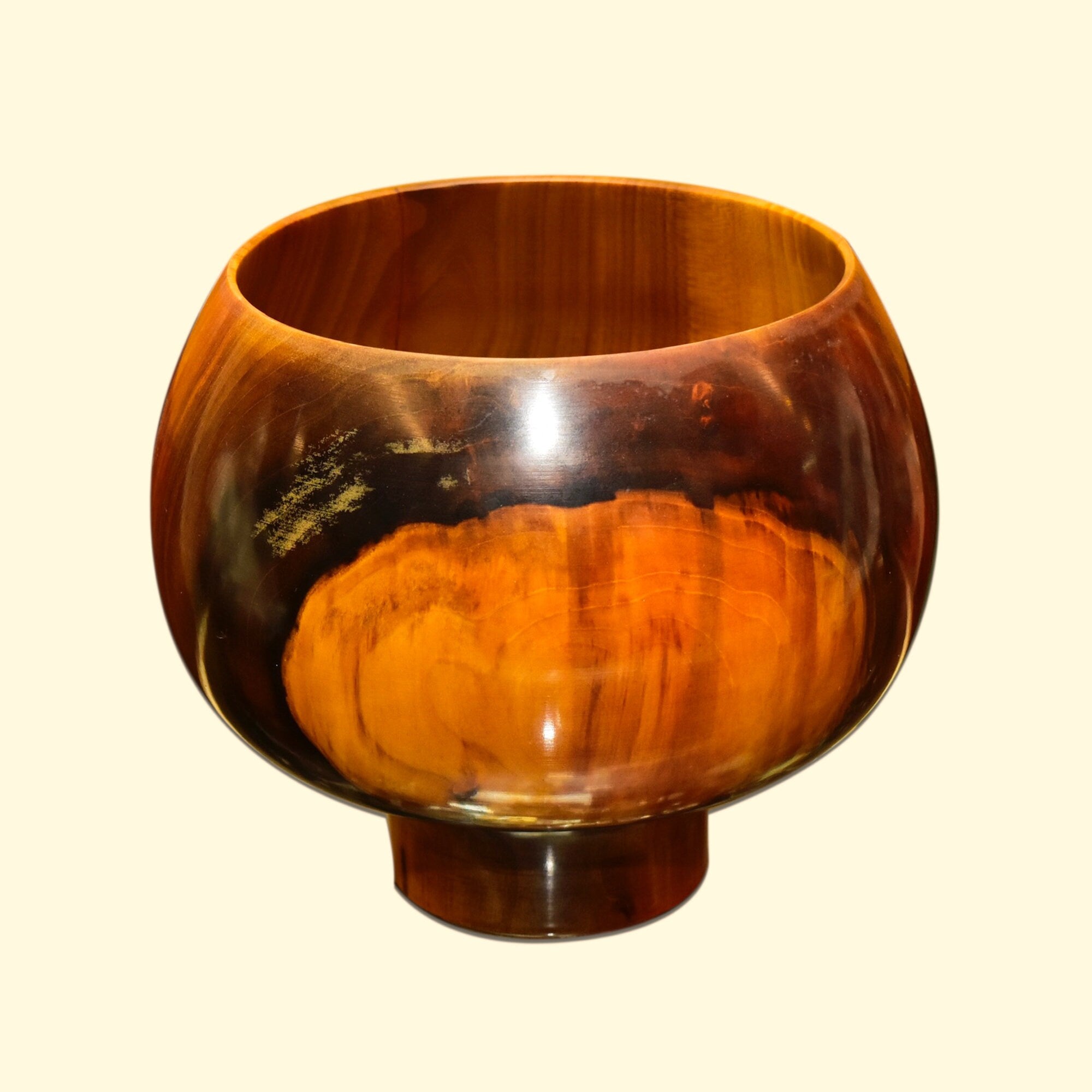 Signed Moulthrop Figured Tulipwood Bowl, Decorative Wooden Bowl, Contemporary Table Center Piece, Moulthrop Studios, 8 1/8" H