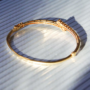 Natural Emerald Diamond Bypass Bangle Bracelet In 14K Gold