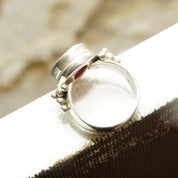 Bohemian Sterling Silver Indian Ruby Ring, Faceted Pink Gemstone, Chunky Silver Ring, 925 Jewelry, Size 6 1/4 US