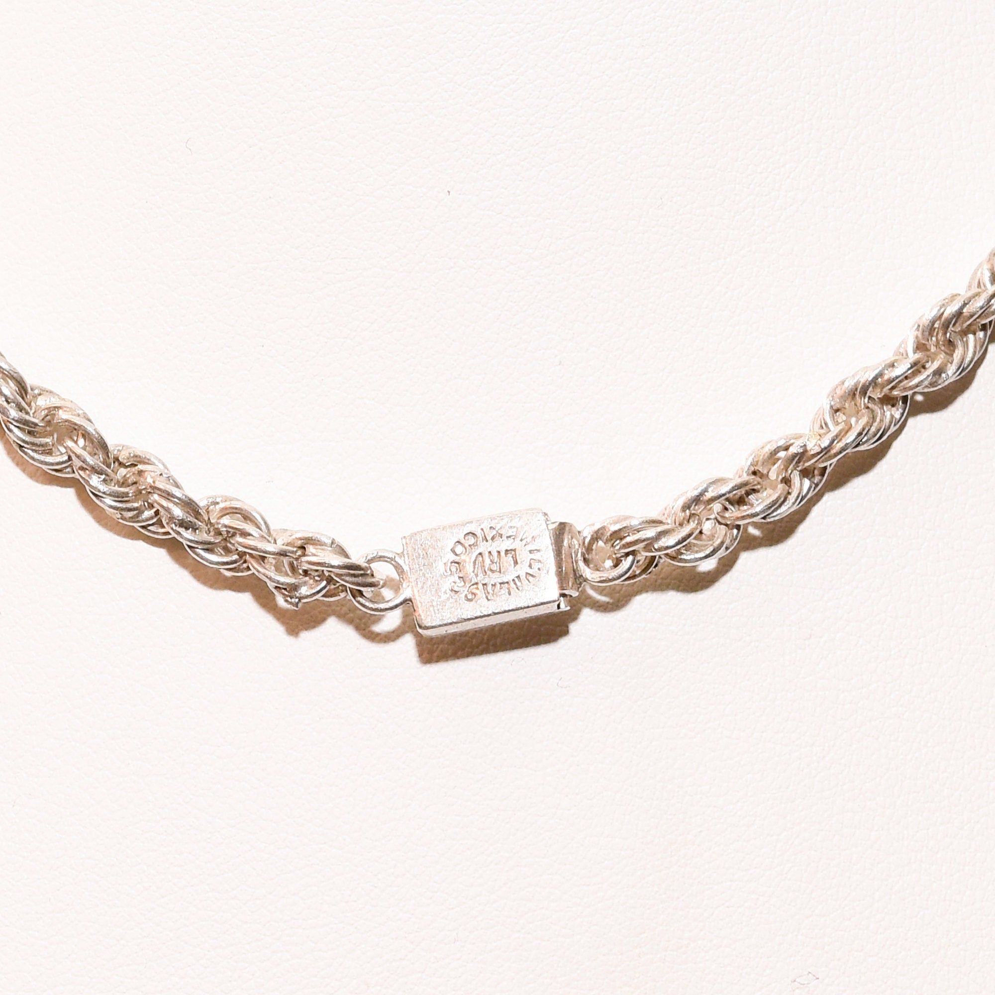 Mexican Sterling Silver Rope Chain Necklace & Bracelet, Thick Twisted Rope Link, Box Clasp, 17"