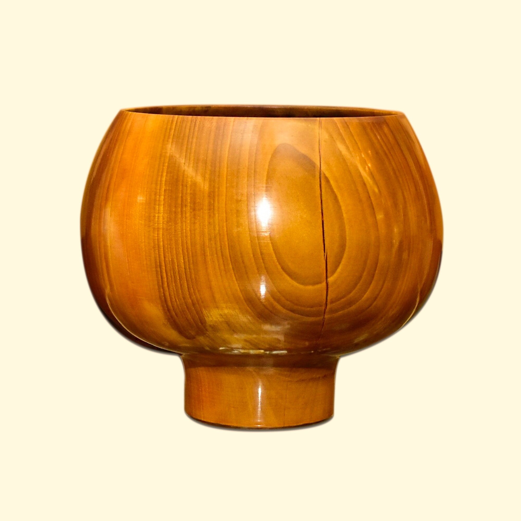 Signed Moulthrop Figured Tulipwood Bowl, Decorative Wooden Bowl, Contemporary Table Center Piece, Moulthrop Studios, 8 1/8" H