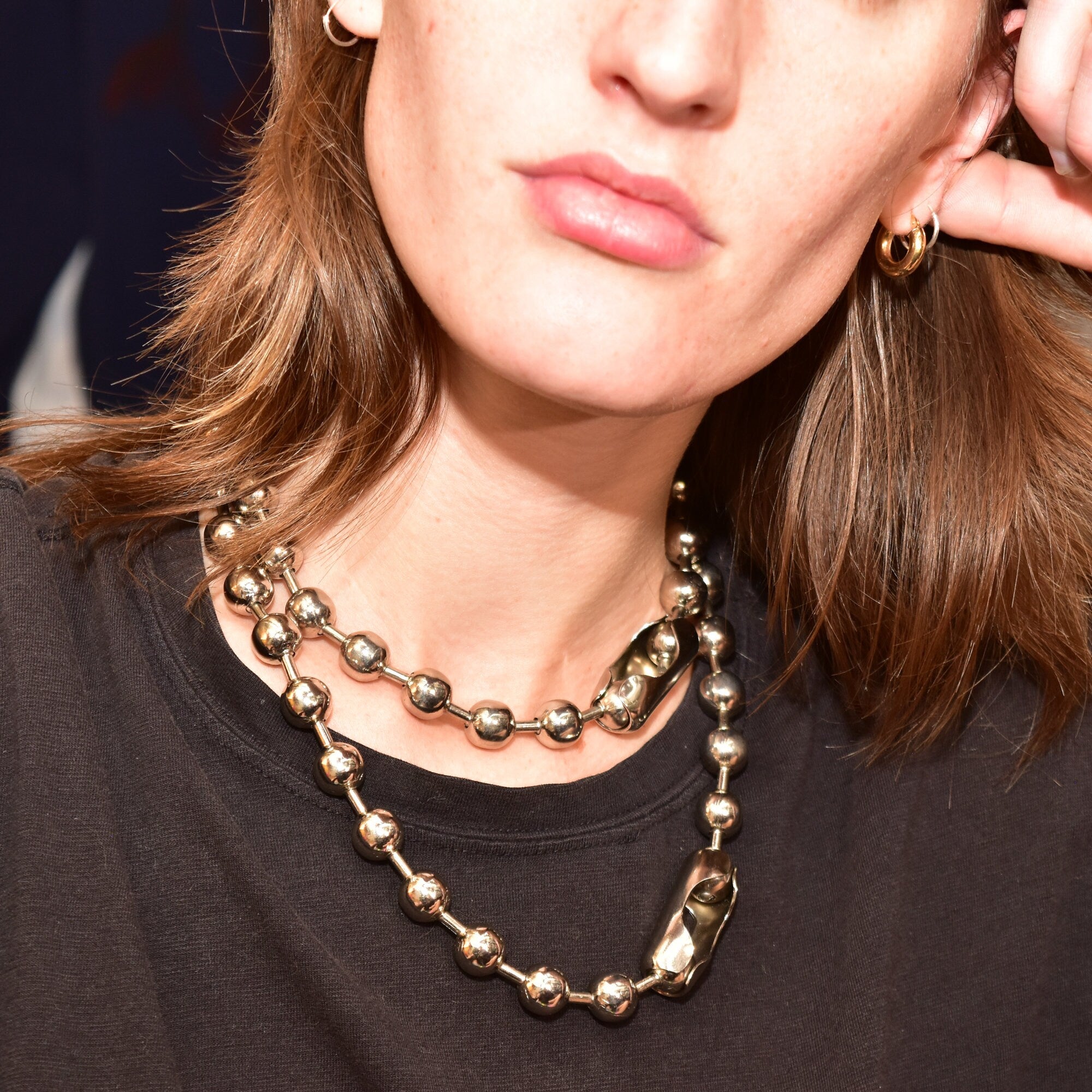 Oversized Ball Chain Necklace, Retro Chunky Stainless Steel Wrap Necklace, Versatile Jewelry, 36" L