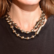 Oversized Ball Chain Necklace, Retro Chunky Stainless Steel Wrap Necklace, Versatile Jewelry, 36" L