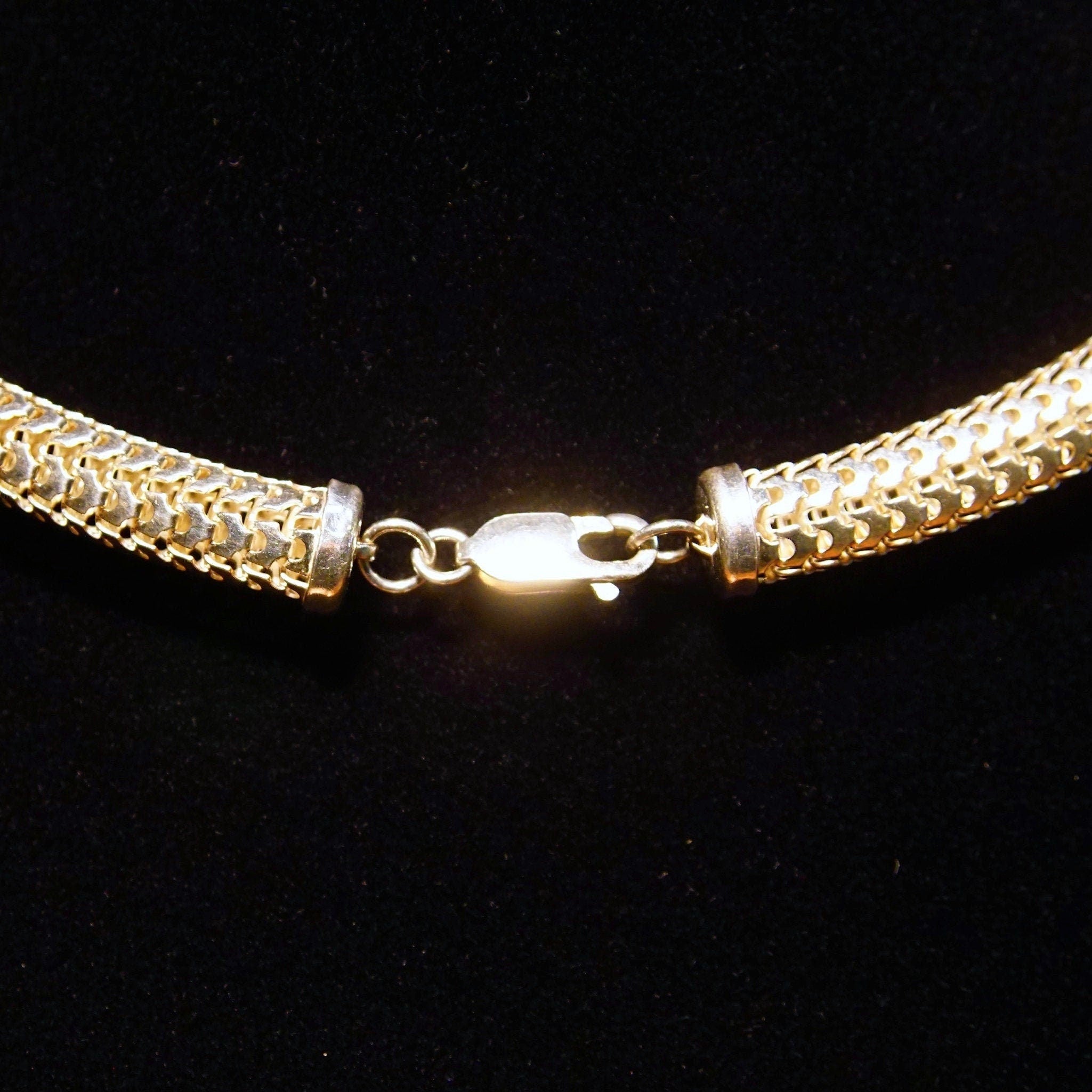 Vintage Sterling Silver Hollow Mesh Chain Necklace, 7.5mm Silver Tube Chain, Thick 925 Chain Necklace, Lightweight, Unisex Jewelry, 18 1/2 L
