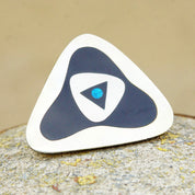 Vintage Sterling Silver Stone Inlay Brooch, Modernist, Gold Tone Silver, Black Onyx & Mosaic Turquoise, Hecho En Mexico, 2 1/8