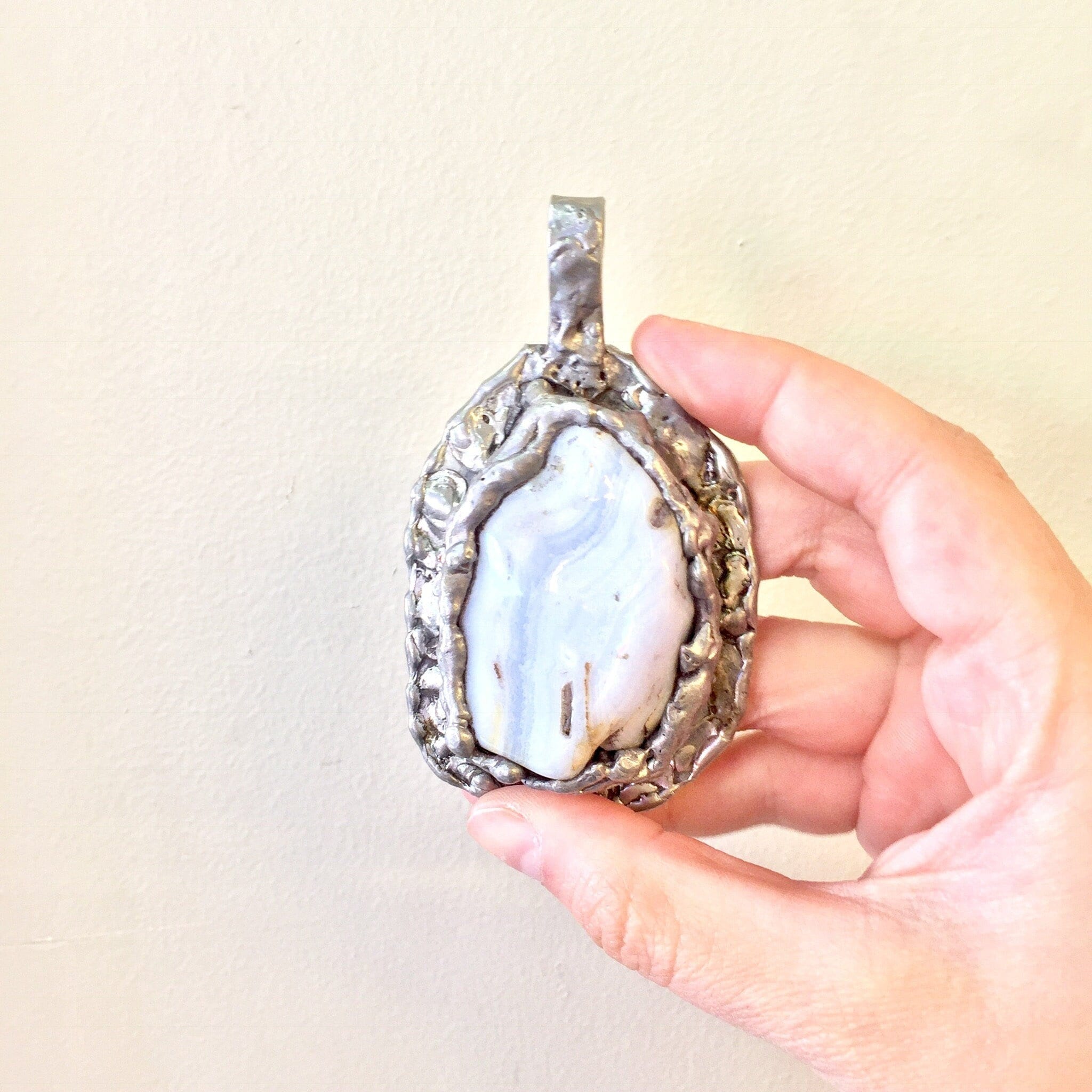WA Danish Design, Modernist Pendant, Walter Arnesen, Danish Design Pendant, Agage Pendant, Agate Jewlery, Large Pendant, Brutalist Jewelry