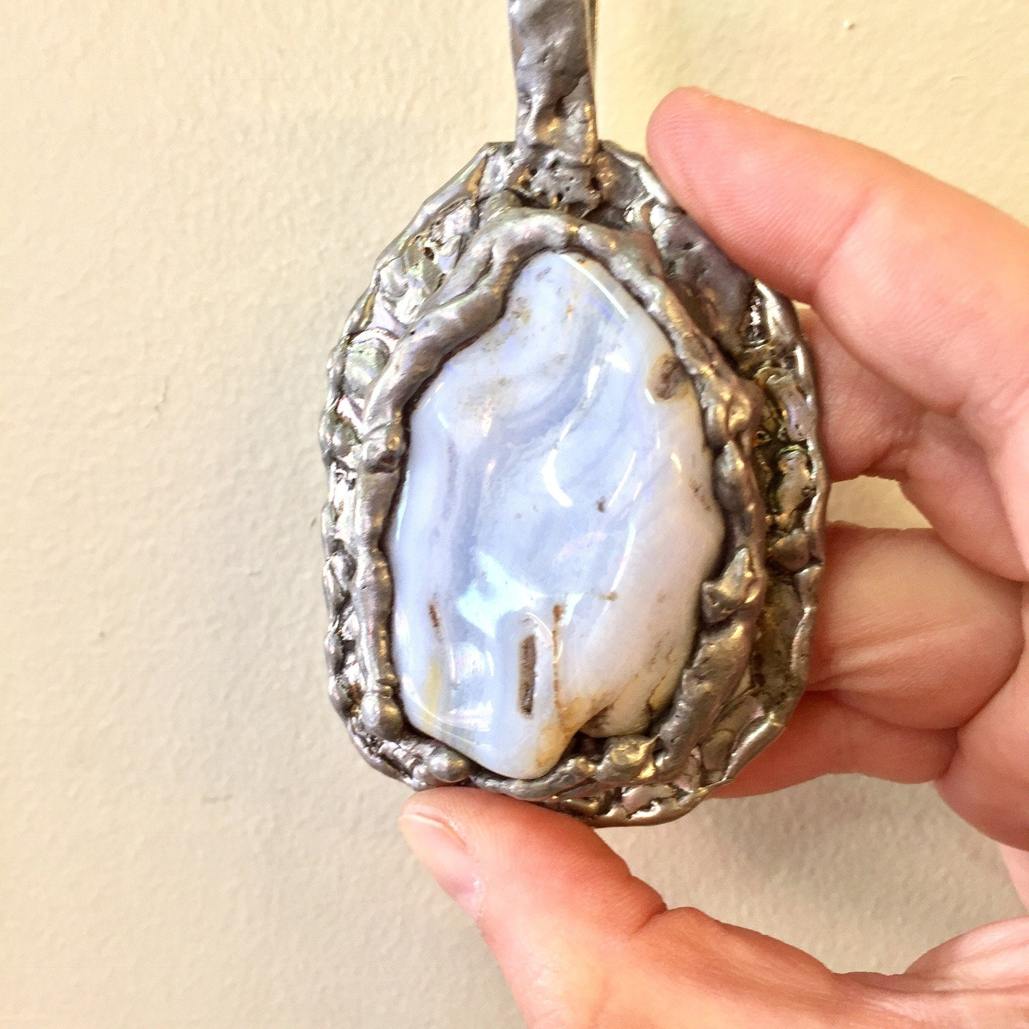 WA Danish Design, Modernist Pendant, Walter Arnesen, Danish Design Pendant, Agage Pendant, Agate Jewlery, Large Pendant, Brutalist Jewelry