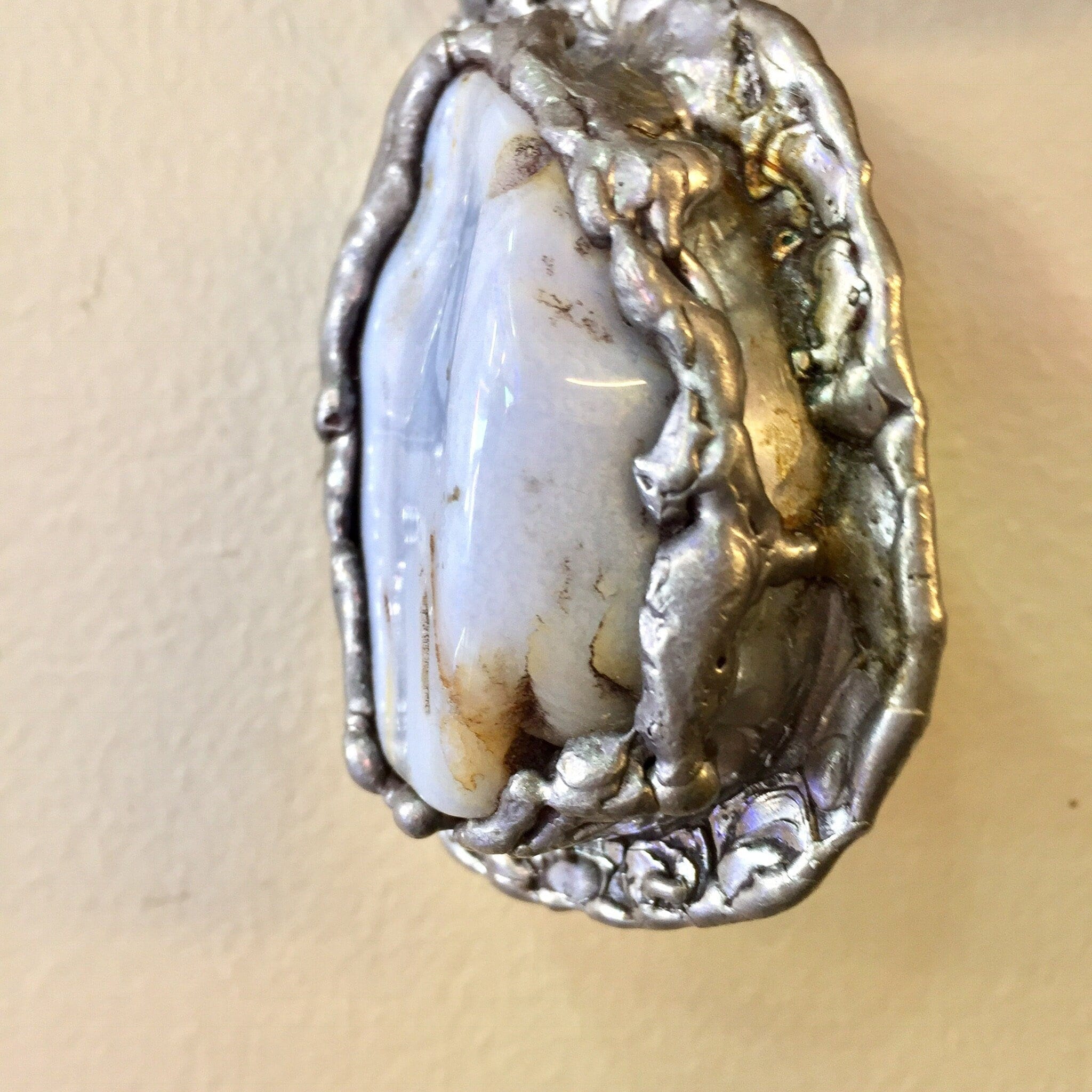 WA Danish Design, Modernist Pendant, Walter Arnesen, Danish Design Pendant, Agage Pendant, Agate Jewlery, Large Pendant, Brutalist Jewelry