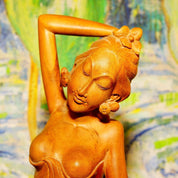 Vintage Tantra Gallery Hand Carved Wood Carved Balinese Goddess Statue, Erotic Wood Table Top Figural Sculpture, Handmade In Bali, 10 Tall
