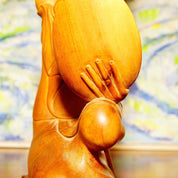 Vintage Tantra Gallery Hand Carved Wood Carved Balinese Goddess Statue, Erotic Wood Table Top Figural Sculpture, Handmade In Bali, 10 Tall