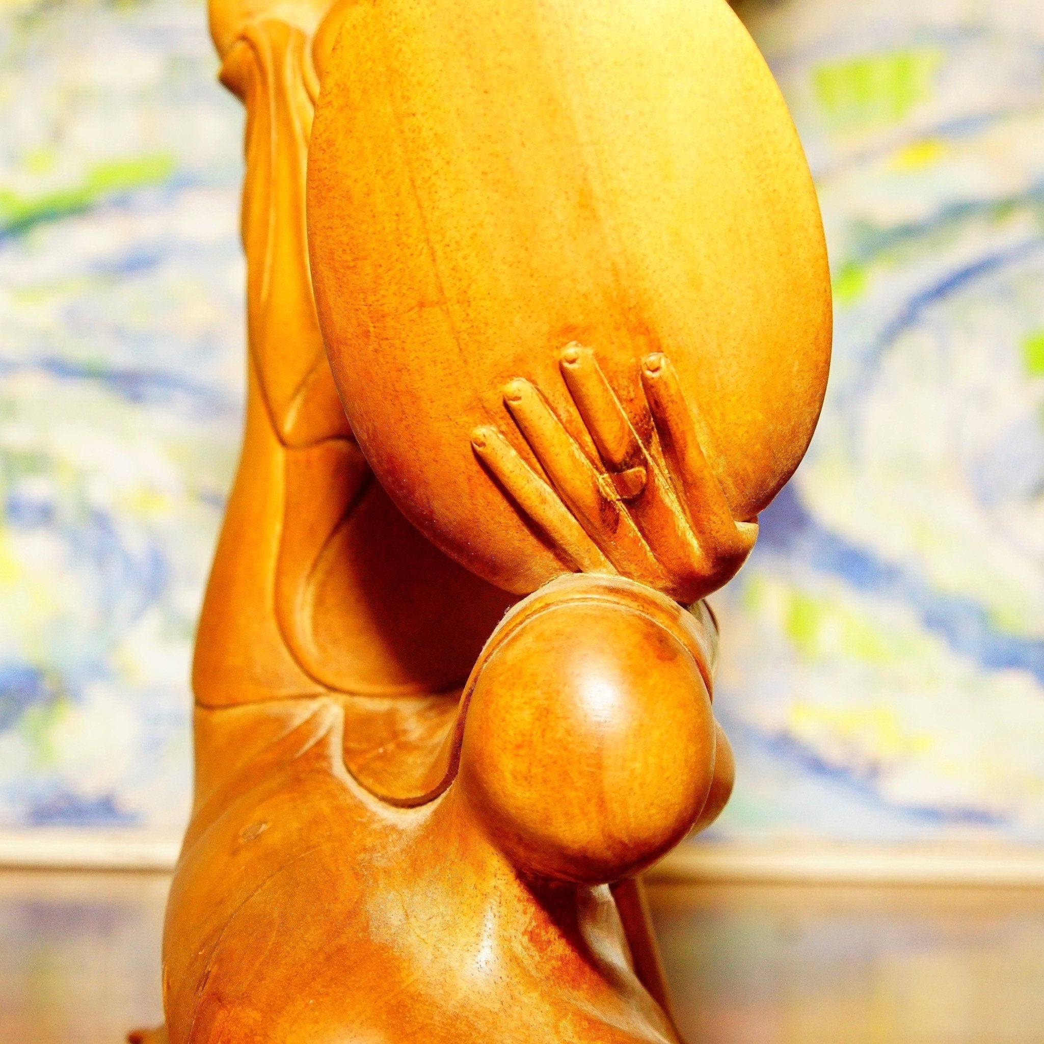 Vintage Tantra Gallery Hand Carved Wood Carved Balinese Goddess Statue, Erotic Wood Table Top Figural Sculpture, Handmade In Bali, 10 Tall