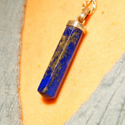 Vintage Sterling Silver Lapis Lazuli Spike Pendant, Lapis Pencil Pendant, Hexagonal Gemstone Prism, Bohemian, Crystal Lover, 1 7/8" L