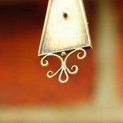 Antique 14K Gold Pendant, Ornate Rectangular Teardrop Pendant, Gold Wore Design, Fleur De Lis, Victorian Necklace Pendant, 1 3/4 Long
