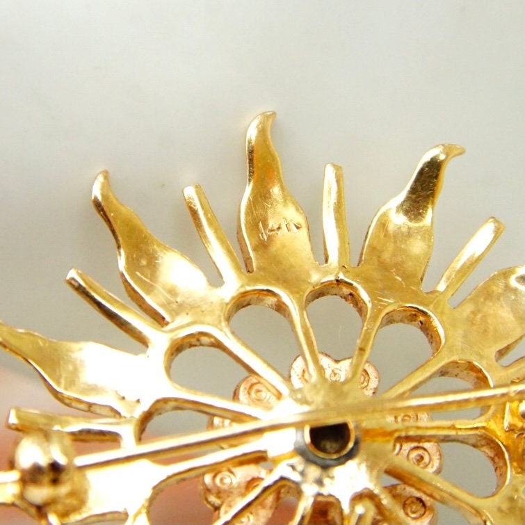 Antique 14K Gold Seed Pearl Sunburst Pendant/Brooch, Beautiful Yellow Gold Starburst Pendant, Intricate Pearl Encrusted Pin, 1 1/2"