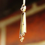 Antique 14K Gold Pendant, Ornate Rectangular Teardrop Pendant, Gold Wore Design, Fleur De Lis, Victorian Necklace Pendant, 1 3/4 Long
