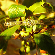 Antique Art Deco 14K White Gold Filigree & Sapphire Bar Pin, Floral Motifs, Faceted Square Gemstone, Ornate Gold Filigree Brooch, 2 1/2" L