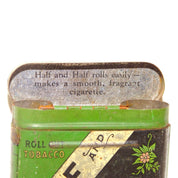 Antique Half & Half Buckingham Cut Plug Smoking Tobacco Tin, Early 1900s, John Bagley Company, Collectible Tobacciana, 2 7/8 L x 3 W