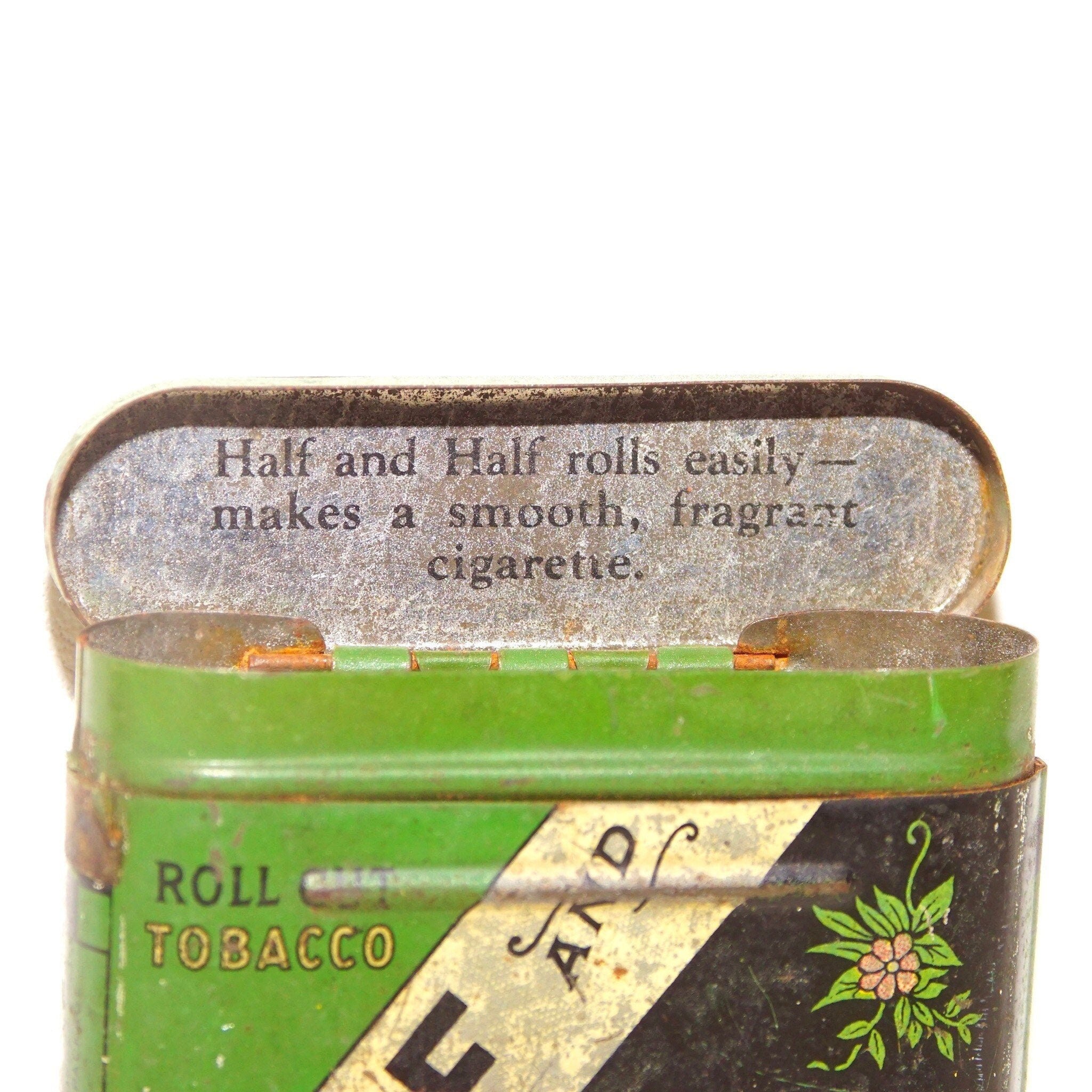 Antique Half & Half Buckingham Cut Plug Smoking Tobacco Tin, Early 1900s, John Bagley Company, Collectible Tobacciana, 2 7/8 L x 3 W