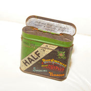 Antique Half & Half Buckingham Cut Plug Smoking Tobacco Tin, Early 1900s, John Bagley Company, Collectible Tobacciana, 2 7/8 L x 3 W
