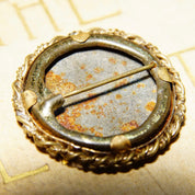 Antique Gold Filled Photo Portrait Brooch Pin, Victorian Mourning Jewelry, Black & White Photo Of A Man, Woven Gold Frame, 1 1/4"