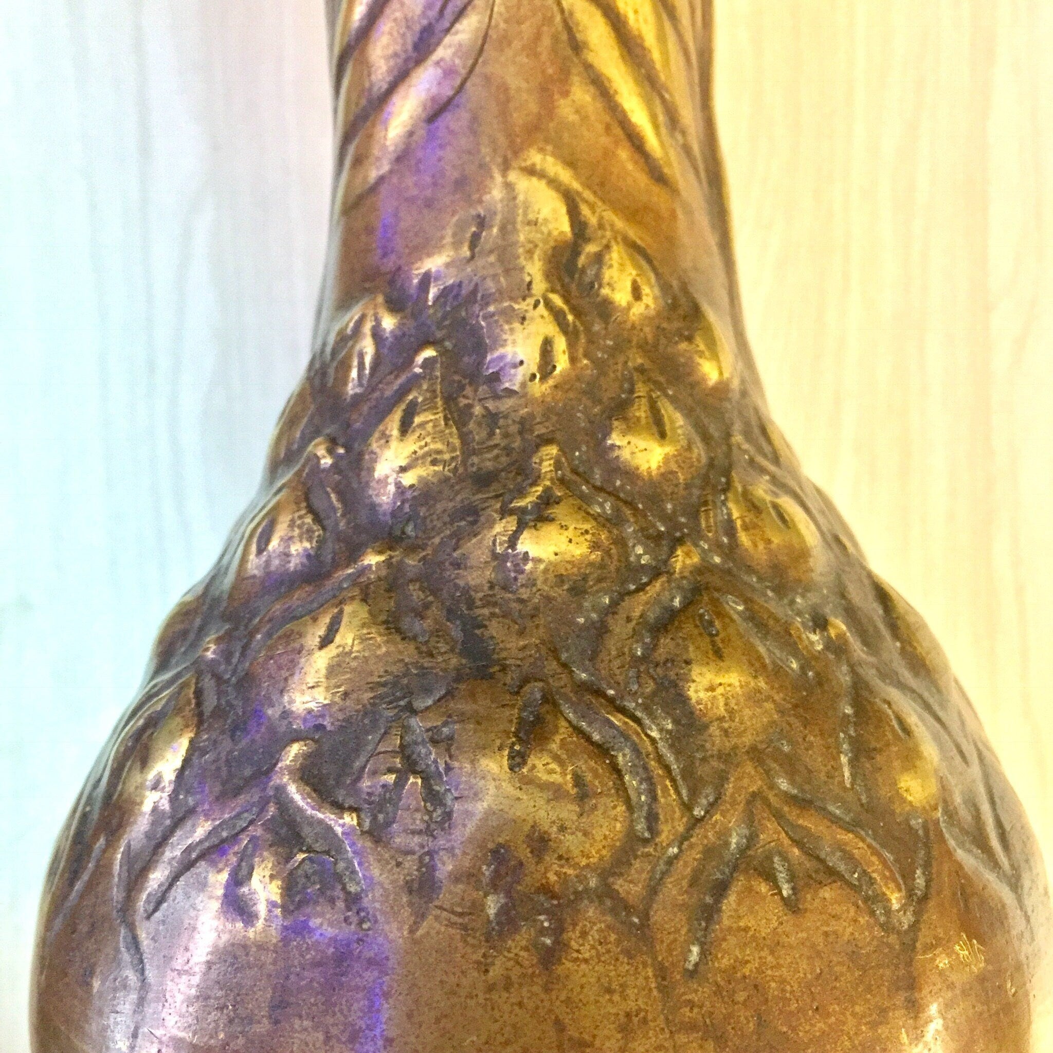 Antique Vase, Brass Vase, Copper Vase, Asian Antique, Etched Brass, Vintage Home Decor, Decorative Vase, Antique Home Decor, Centerpiece