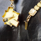 Victorian Gold Tone Carved Coral Pendant Necklace, Mourning Jewelry, Ornate Gold Chain, Unique Pendant, Slide Lock, 19 1/2" L