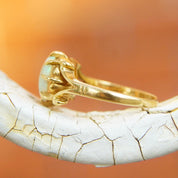 Vintage 14K Bonded Gold Opal Cabochon Ring, Iridescent Opal Gemstone, Elegant Yellow Gold Ring, 585 Jewelry, Size 4 3/4 US