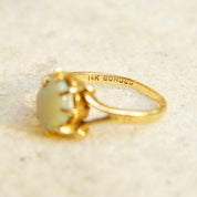 Vintage 14K Bonded Gold Opal Cabochon Ring, Iridescent Opal Gemstone, Elegant Yellow Gold Ring, 585 Jewelry, Size 4 3/4 US