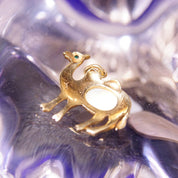 Vintage 14K Gold & Baroque Pearl Camel Charm/Pendant, Petite Gold Camel Charm, Emerald Green Eyes, Prong Set Pearl, 3/4