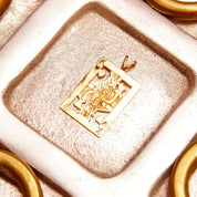Vintage 14K Solid Gold King Of Hearts Pendant, Polished Yellow Gold, Cutout Design, Split Gold Bail, Cute Mini Pendant, 29mm x 17mm