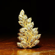 Vintage 14K Yellow Gold Diamond Conifer Tree Brooch, Textured Gold Pine Tree With 38 Dazzling Diamonds, 1.9 TCW, 2 3/8 L x 1 1/2 W