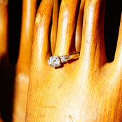 Vintage 14K White Gold Brilliant Diamond Ring With Accent Diamonds, .75 CT Center Stone, Solitaire Diamond Engagement Ring, Size 7 1/2 US