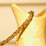 Vintage 14K Yellow Gold Byzantine Chain Necklace, 4mm Thick, Hollow Links, Voluminous Lightweight Chain, 585 HOB, 18" L