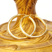 Vintage 14K Yellow Gold Hoop Earrings, 3mm Hollow Tubes, Medium Sized Hoops, Hinged Earring Post, 585 Jewelry, Lightweight Hoops, 34"