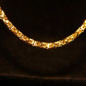 Vintage 14K Yellow Gold Byzantine Chain Necklace, 4mm Thick, Hollow Links, Voluminous Lightweight Chain, 585 HOB, 18" L