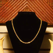 Vintage 14K Yellow Gold Byzantine Chain Necklace, 4mm Thick, Hollow Links, Voluminous Lightweight Chain, 585 HOB, 18" L