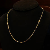 Vintage 14K Yellow Gold Rope Chain Necklace, 2mm Gold Chain, Spiral Rope Chain, 585 Jewelry, Unisex Chain, 18 1/4" L