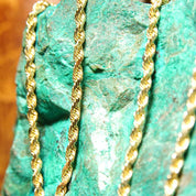 Vintage 14K Yellow Gold Rope Chain Necklace, 2mm Gold Chain, Spiral Rope Chain, 585 Jewelry, Unisex Chain, 18 1/4" L