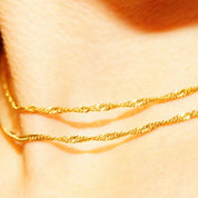 Vintage 14K Yellow Gold Spiral Rope Chain, 2.5mm Twisted Link Chain, Long Gold Necklace, Unisex, Layered Chain, 585 Jewelry, 29 3/4" L