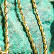 Vintage 14K Yellow Gold Rope Chain Necklace, 2mm Gold Chain, Spiral Rope Chain, 585 Jewelry, Unisex Chain, 18 1/4" L