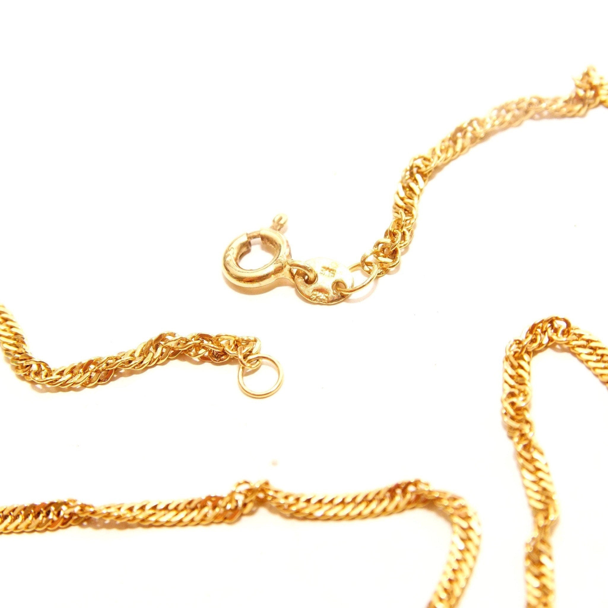 Vintage 14K Yellow Gold Spiral Rope Chain, 2.5mm Twisted Link Chain, Long Gold Necklace, Unisex, Layered Chain, 585 Jewelry, 29 3/4" L