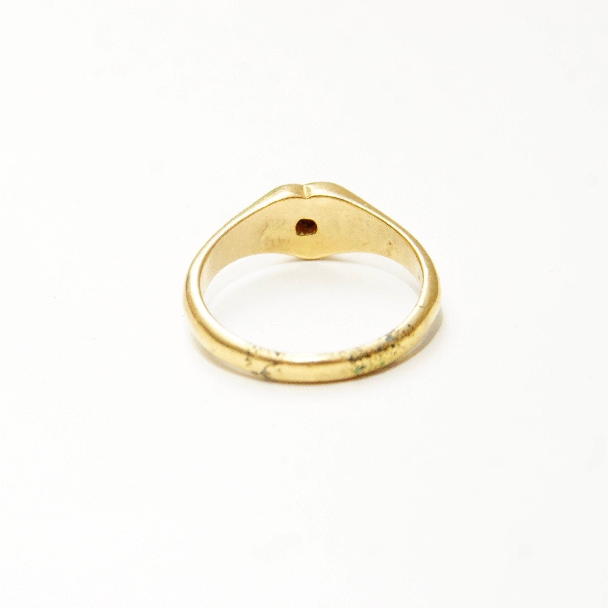 Vintage 18KGE Two-Tone Heart Ring, White-Gold Diamond-Cut Heart Inlay, Yellow Gold Band, Victorian Style, Illusions Setting, Size 8 3/4 US
