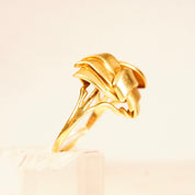 Vintage 585 GERMANY Yellow Gold Layered Dome Ring, Abstract Swirl Dome Ring, Ribbon Wreath Design, Chunky Gold Ring, Size 8 3/4 US