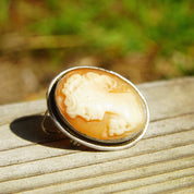Vintage 800 Silver Cameo Brooch/Pendant, Petite Cameo Pin, Classic Relief Cameo In Silver Setting, 24mm x 18mm