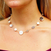 Vintage Abstract Modernist Sterling Silver Articulated Disc Choker Necklace, One Of One, Experimental Jewelry, Nina Dinoff, 17" Long