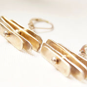 Vintage Abstract Modernist Sterling Silver Silver Silver Dangle Earrings, Threaded Silver Fish Hook Earrings, Spinning/Movable, 1 3/8" L