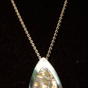Vintage Arne Johnson 925 Denmark Abalone Shell Pendant Necklace, Abstract Modernist Sterling Silver Pendant, 3mm Cable Chain, 23 3/4" L