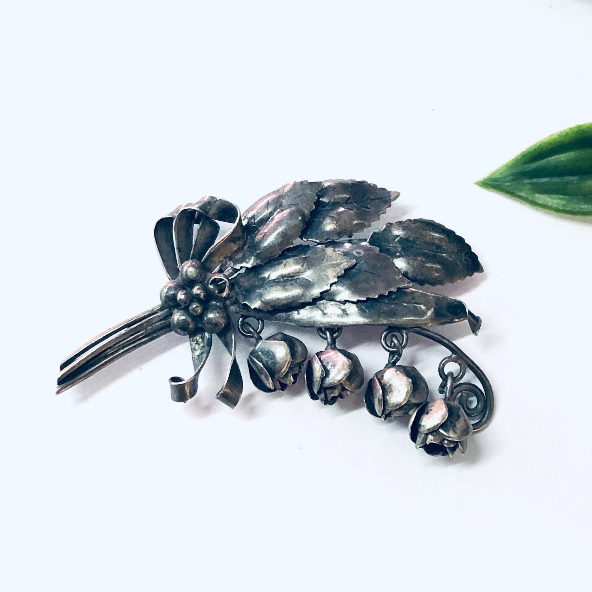 Vintage Brooch, Hobe Sterling, Hobe Brooch, Hobe Jewelry, Vintage Jewelry, Silver Brooch, Dangle Brooch, Vintage Pin, Rose Brooch, Flowers