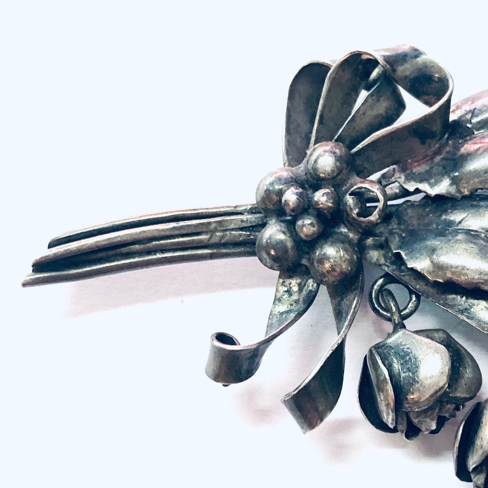 Vintage Brooch, Hobe Sterling, Hobe Brooch, Hobe Jewelry, Vintage Jewelry, Silver Brooch, Dangle Brooch, Vintage Pin, Rose Brooch, Flowers