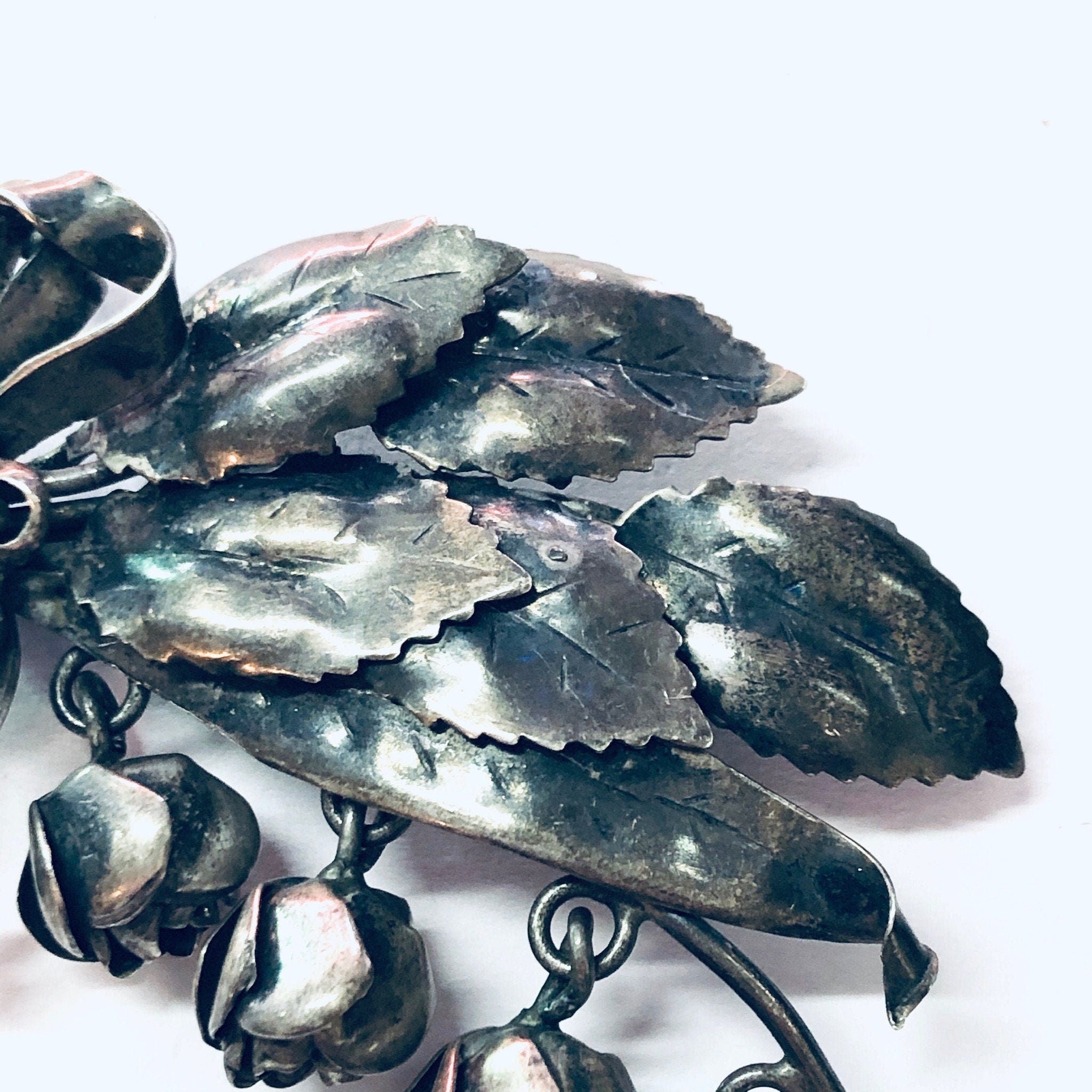 Vintage Brooch, Hobe Sterling, Hobe Brooch, Hobe Jewelry, Vintage Jewelry, Silver Brooch, Dangle Brooch, Vintage Pin, Rose Brooch, Flowers